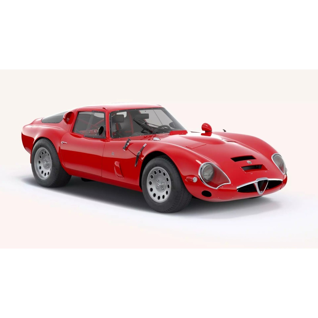 Alfa Romeo Giulia TZ2 3D Model – Classic Racing Car, Blender, FBX - View 9