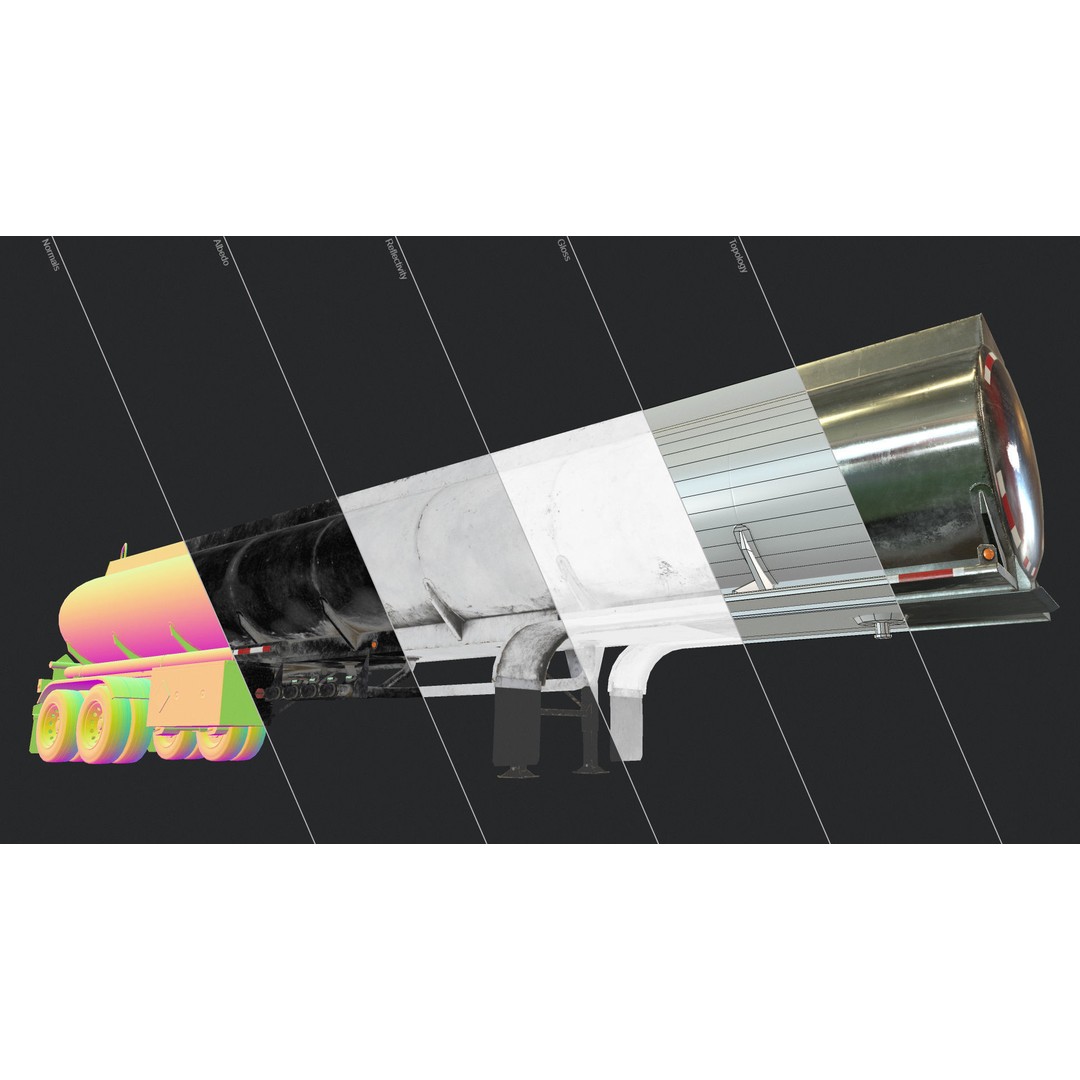 Fuel Tank Trailer 3D Model – Low Poly Game Ready Asset, FBX