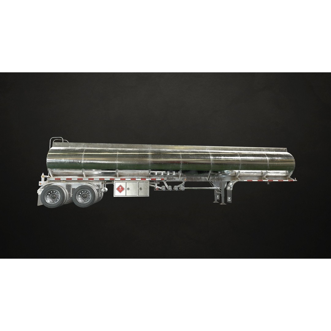 Fuel Tank Trailer 3D Model – Low Poly Game Ready Asset, FBX - View 10