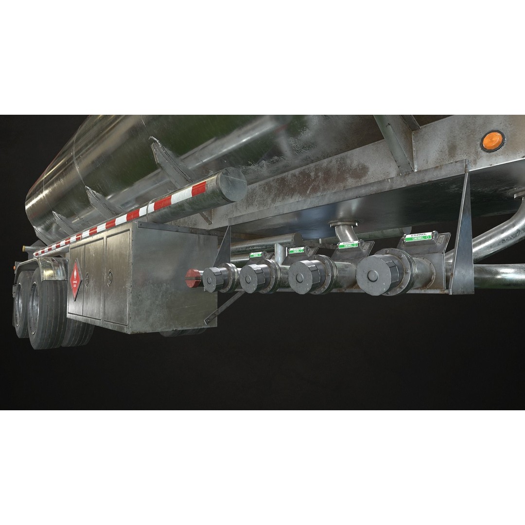 Fuel Tank Trailer 3D Model – Low Poly Game Ready Asset, FBX - View 11