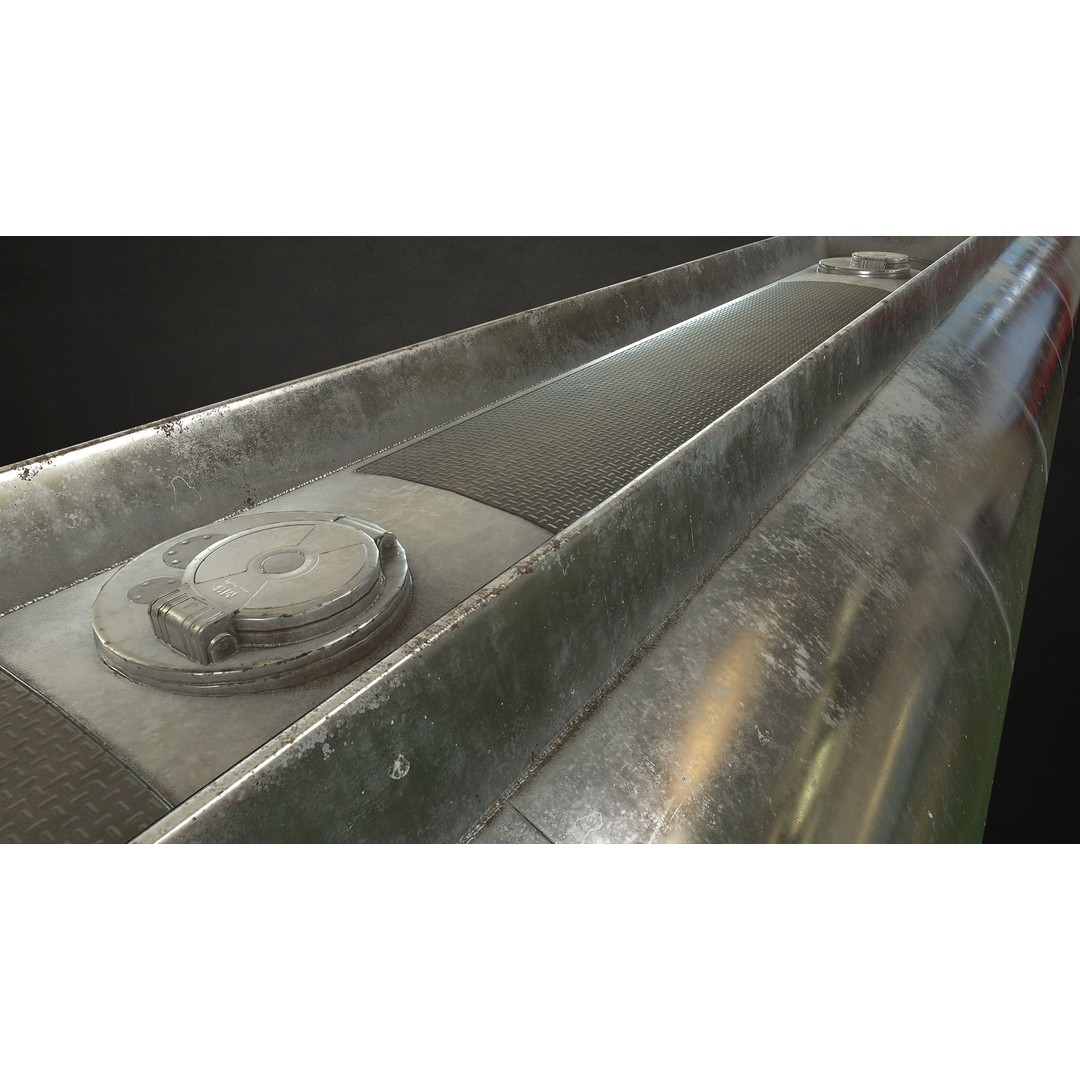 Fuel Tank Trailer 3D Model – Low Poly Game Ready Asset, FBX - View 12