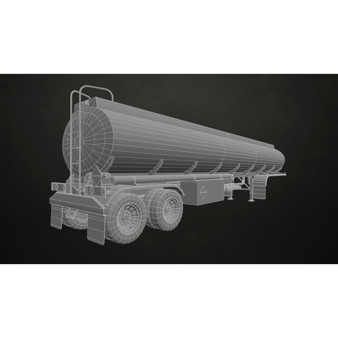 Fuel Tank Trailer 3D Model – Low Poly Game Ready Asset, FBX - View 13