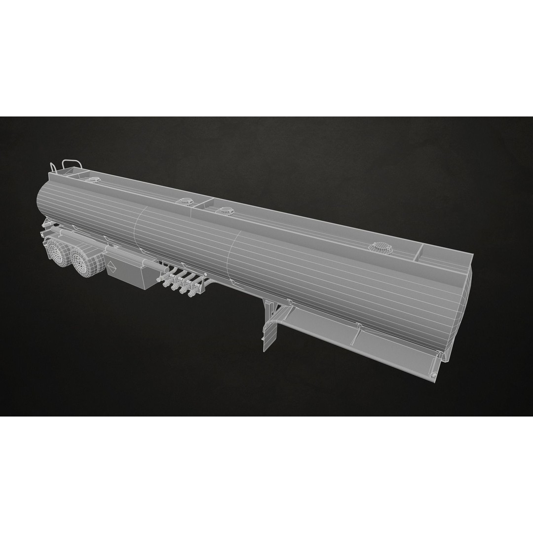 Fuel Tank Trailer 3D Model – Low Poly Game Ready Asset, FBX - View 14