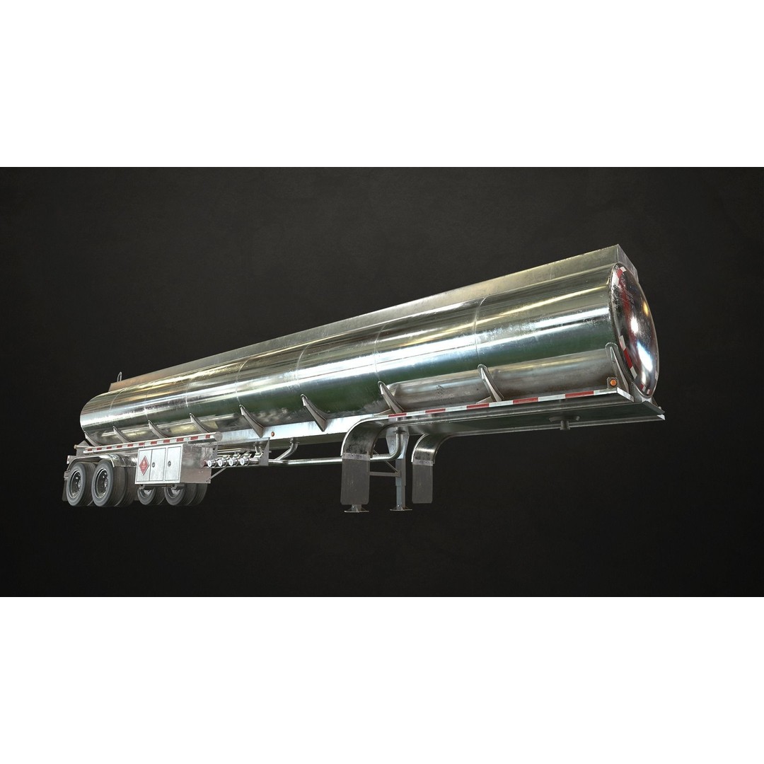 Fuel Tank Trailer 3D Model – Low Poly Game Ready Asset, FBX - View 3