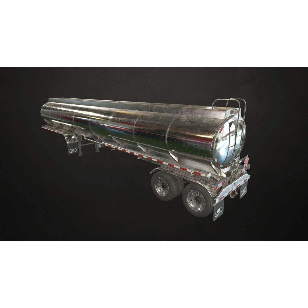 Fuel Tank Trailer 3D Model – Low Poly Game Ready Asset, FBX - View 4