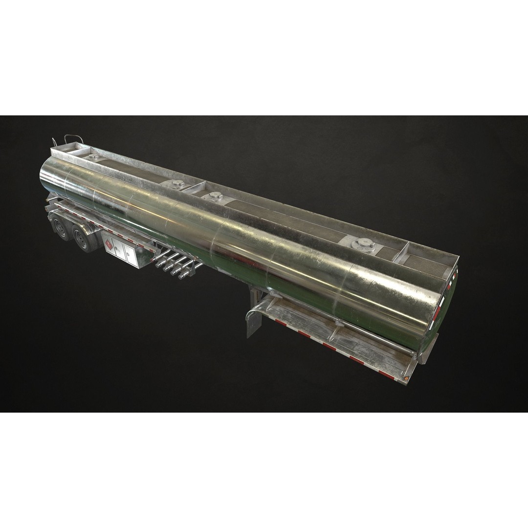 Fuel Tank Trailer 3D Model – Low Poly Game Ready Asset, FBX - View 5