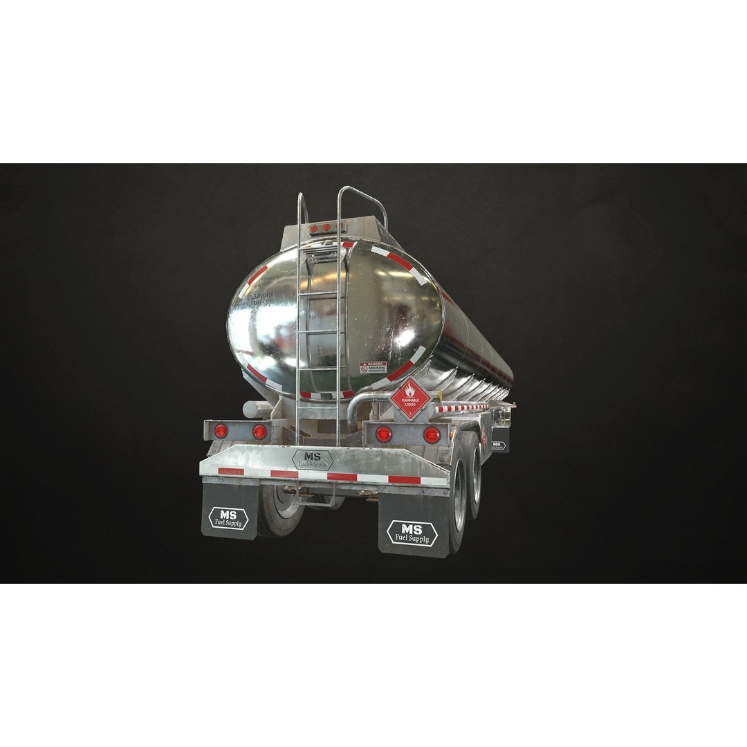 Fuel Tank Trailer 3D Model – Low Poly Game Ready Asset, FBX - View 6