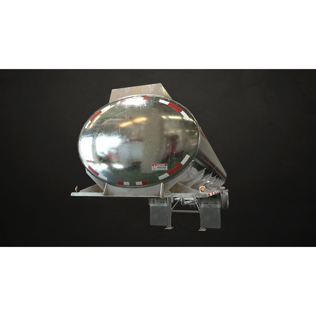 Fuel Tank Trailer 3D Model – Low Poly Game Ready Asset, FBX - View 7