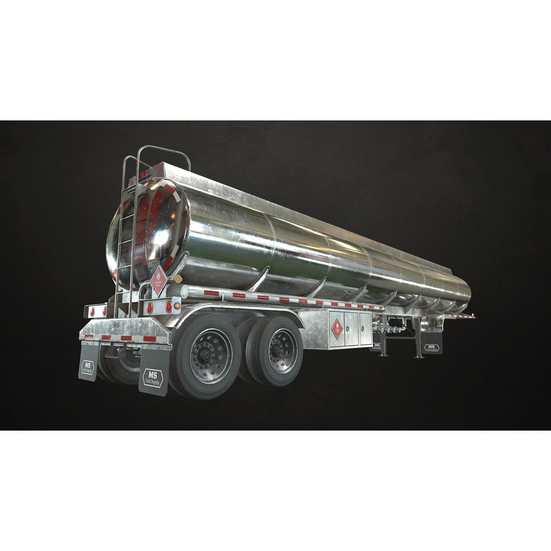 Fuel Tank Trailer 3D Model – Low Poly Game Ready Asset, FBX - View 8