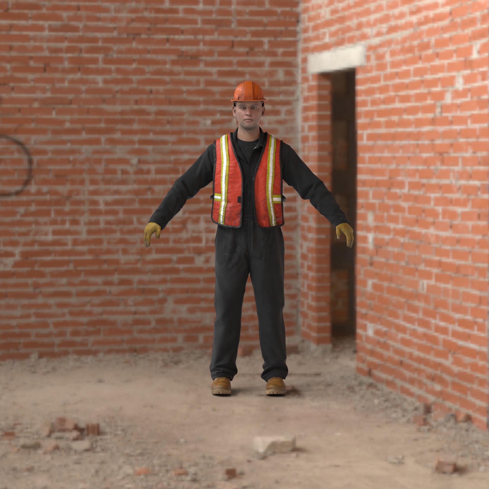 Construction Worker - Game-Ready 3D Model - View 3