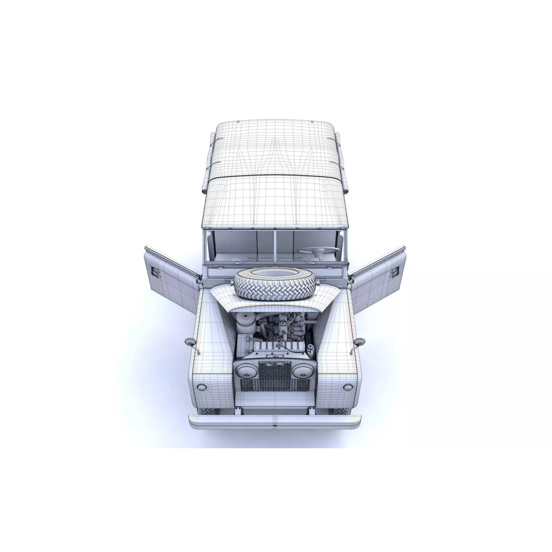Land Rover Series II SWB Canvas Hood 1961 3D Model – High Poly Game Asset, FBX, OBJ - View 22