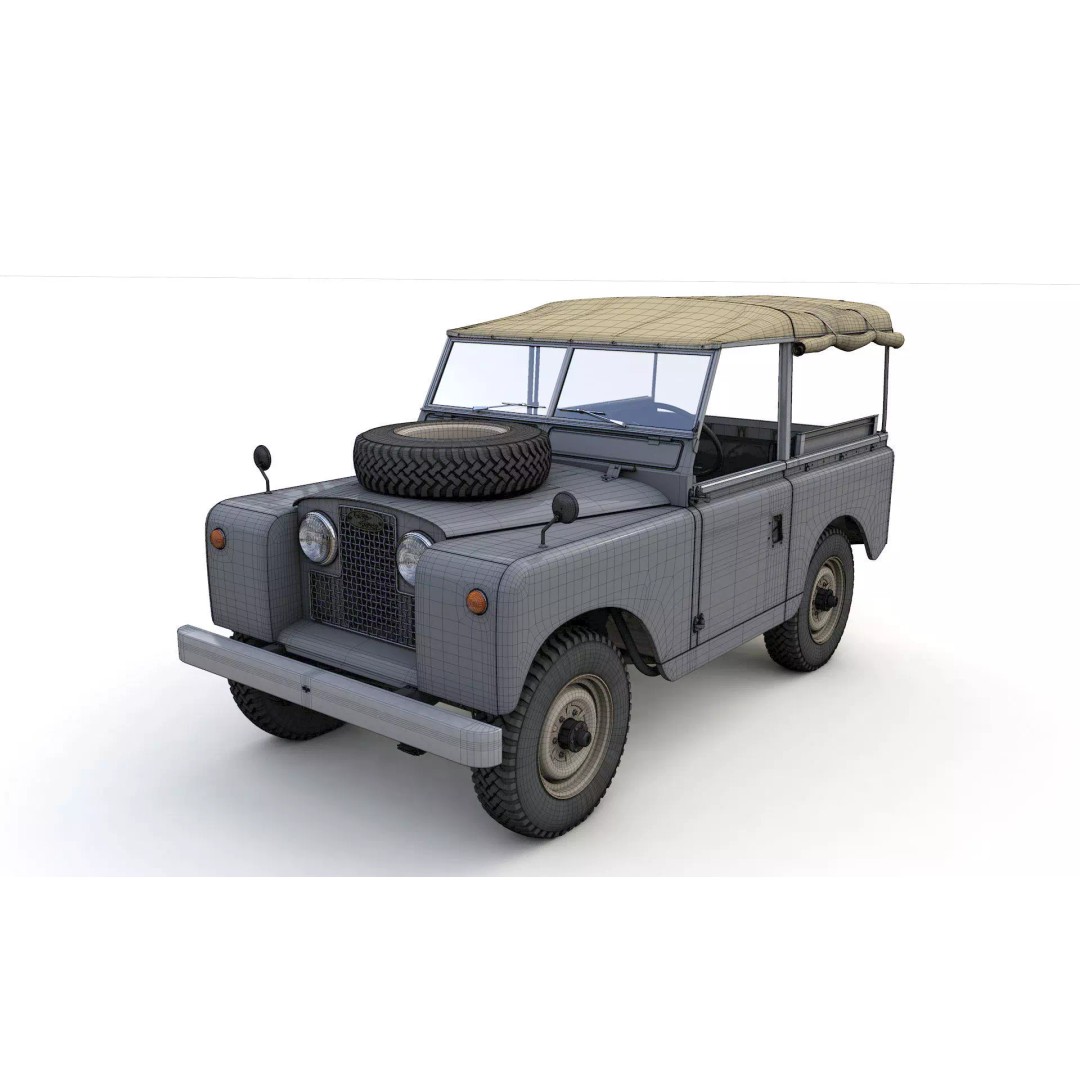 Land Rover Series II SWB Canvas Hood 1961 3D Model – High Poly Game Asset, FBX, OBJ - View 25