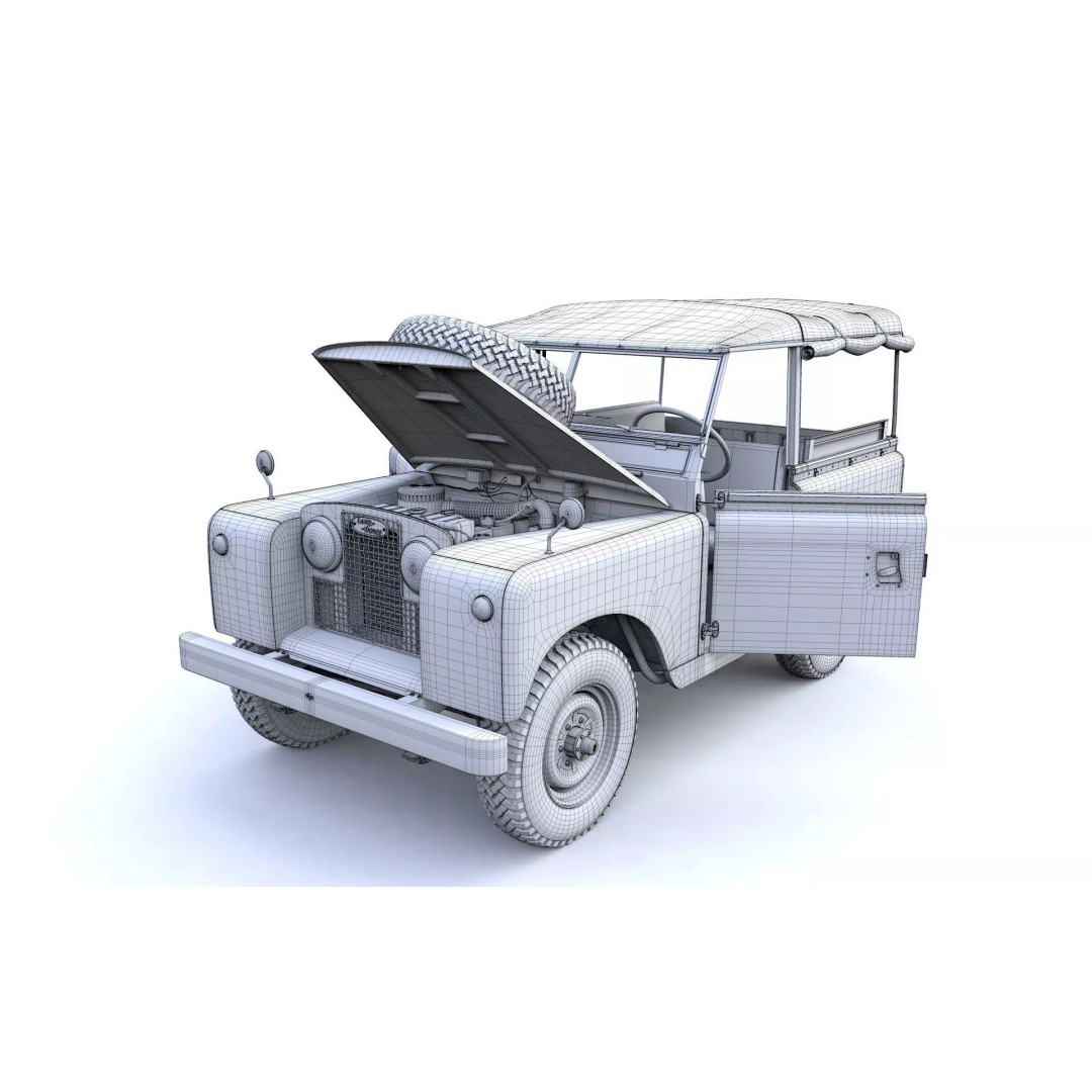 Land Rover Series II SWB Canvas Hood 1961 3D Model – High Poly Game Asset, FBX, OBJ - View 27