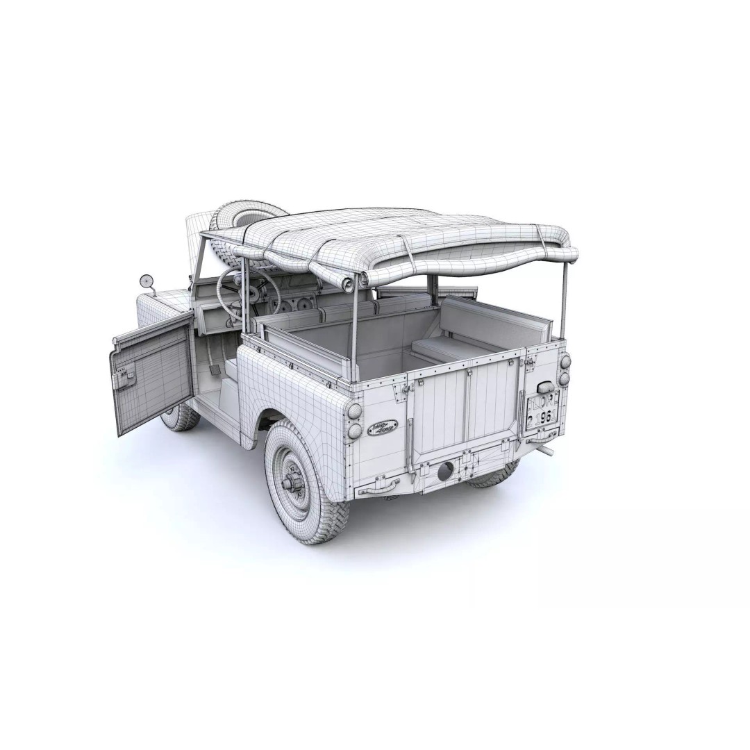 Land Rover Series II SWB Canvas Hood 1961 3D Model – High Poly Game Asset, FBX, OBJ - View 28