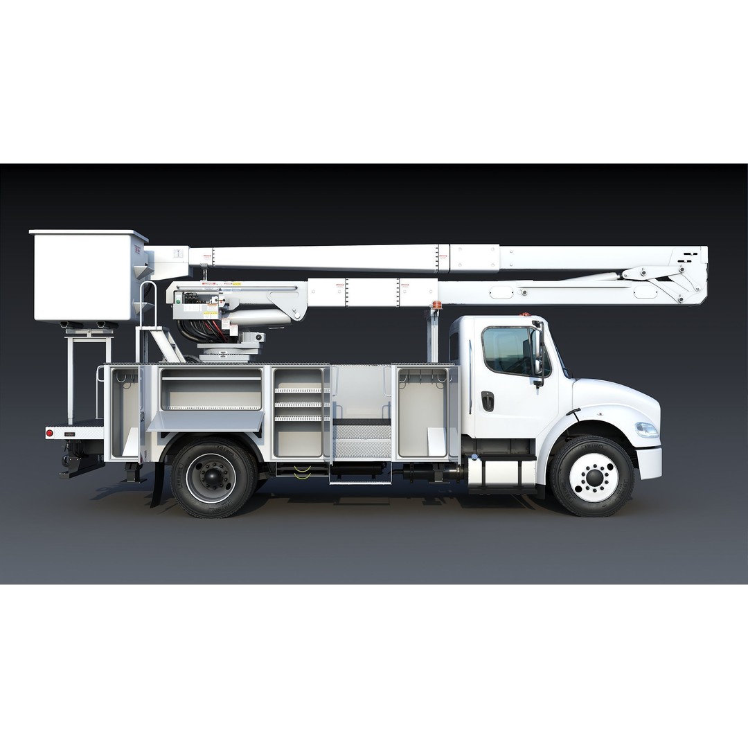 Freightliner M2 106 Bucket Truck 3D Model – Low Poly Game Asset, FBX - View 12