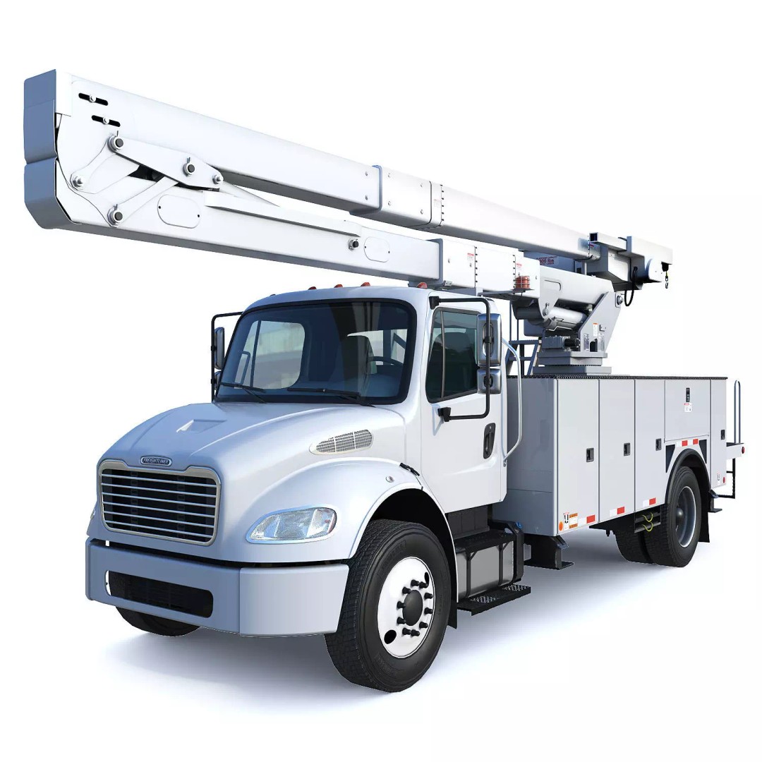 Freightliner M2 106 Bucket Truck 3D Model – Low Poly Game Asset, FBX - View 2
