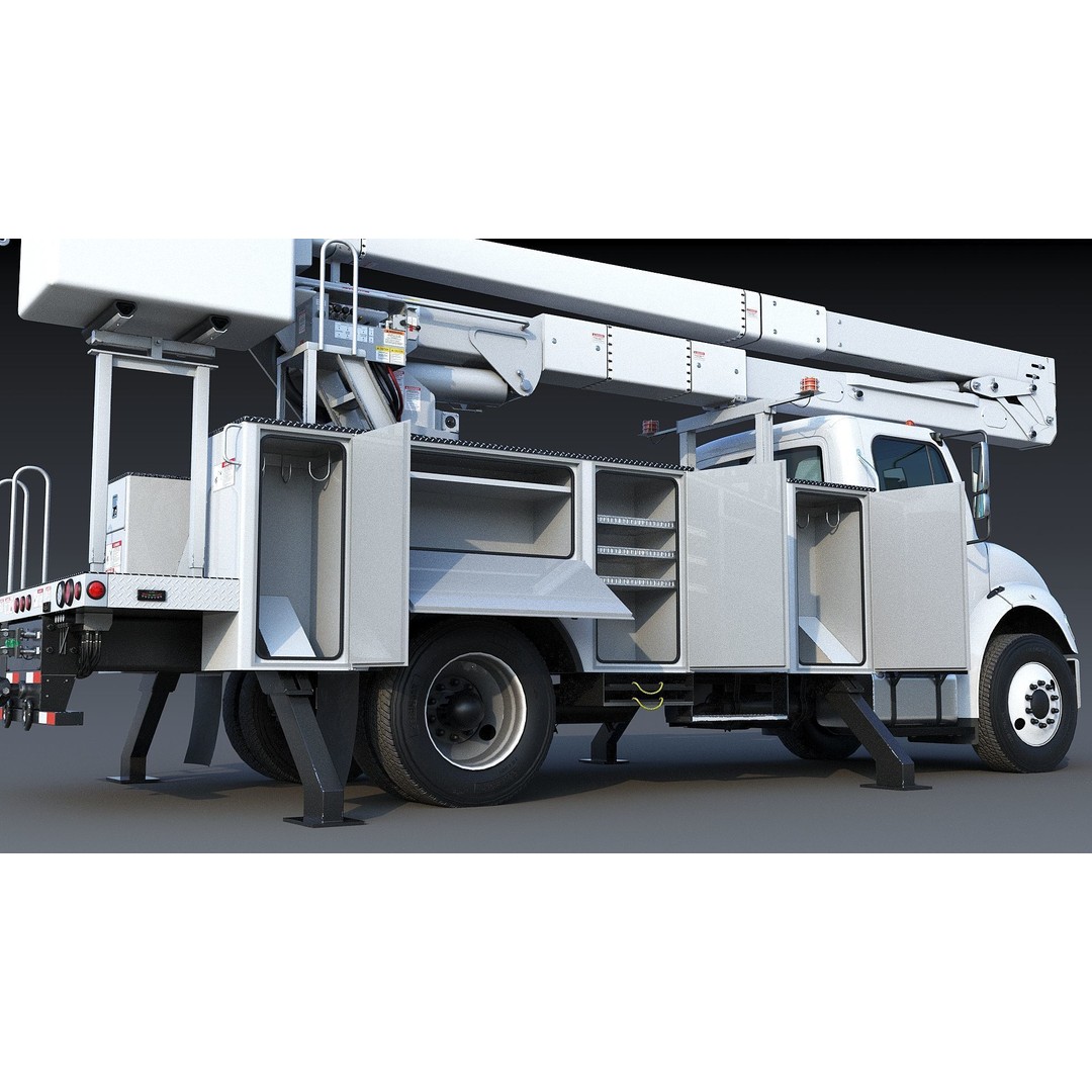 Freightliner M2 106 Bucket Truck 3D Model – Low Poly Game Asset, FBX - View 26
