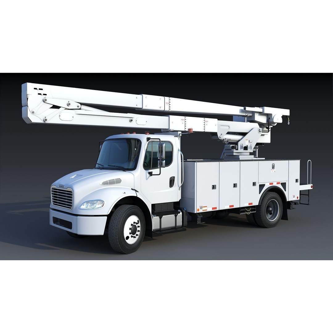 Freightliner M2 106 Bucket Truck 3D Model – Low Poly Game Asset, FBX - View 3