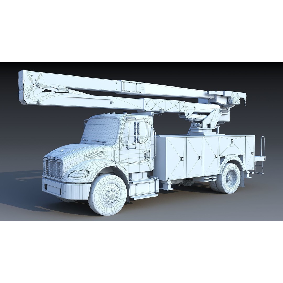 Freightliner M2 106 Bucket Truck 3D Model – Low Poly Game Asset, FBX - View 37
