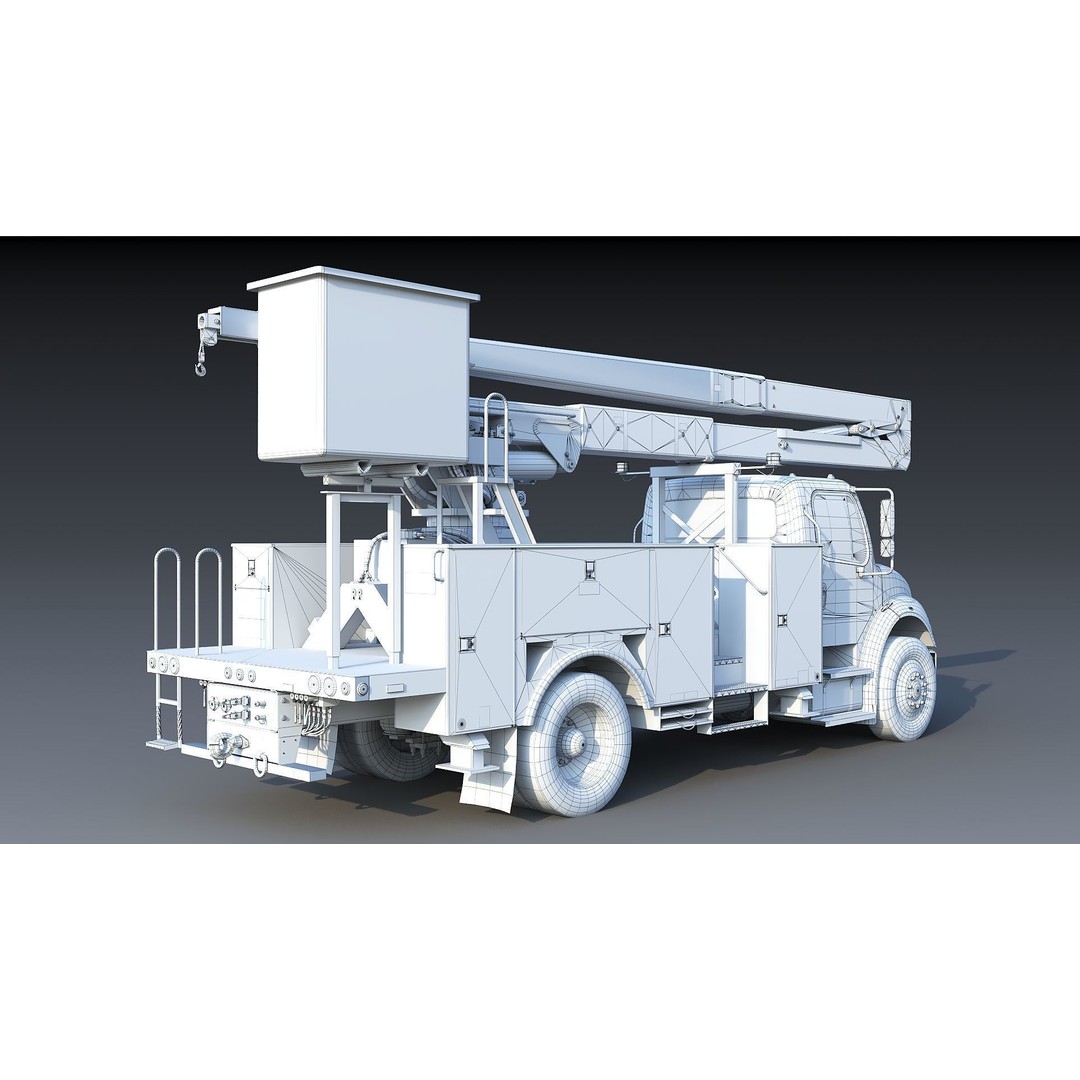 Freightliner M2 106 Bucket Truck 3D Model – Low Poly Game Asset, FBX - View 38