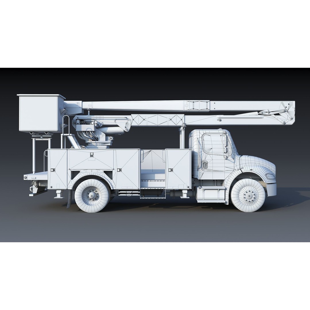 Freightliner M2 106 Bucket Truck 3D Model – Low Poly Game Asset, FBX - View 39