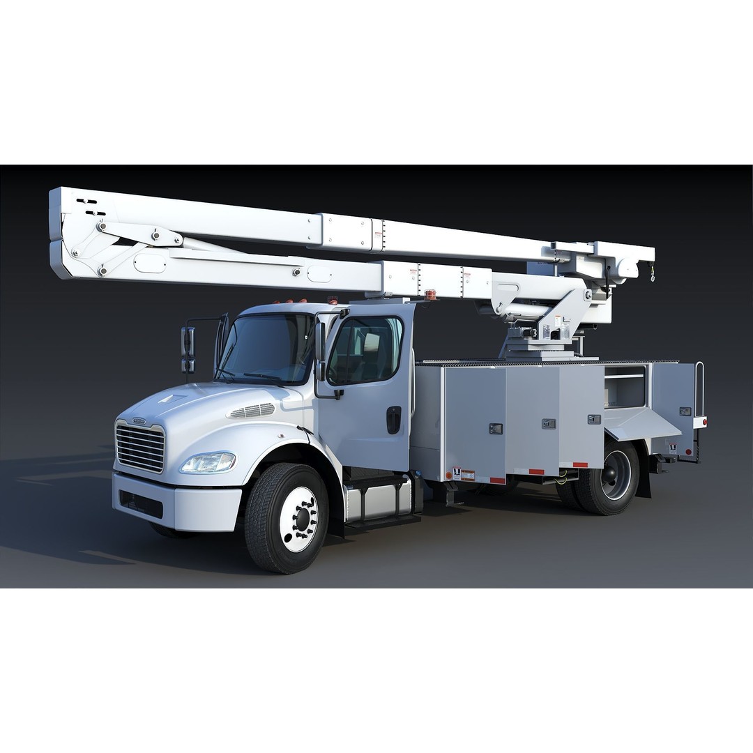 Freightliner M2 106 Bucket Truck 3D Model – Low Poly Game Asset, FBX - View 4