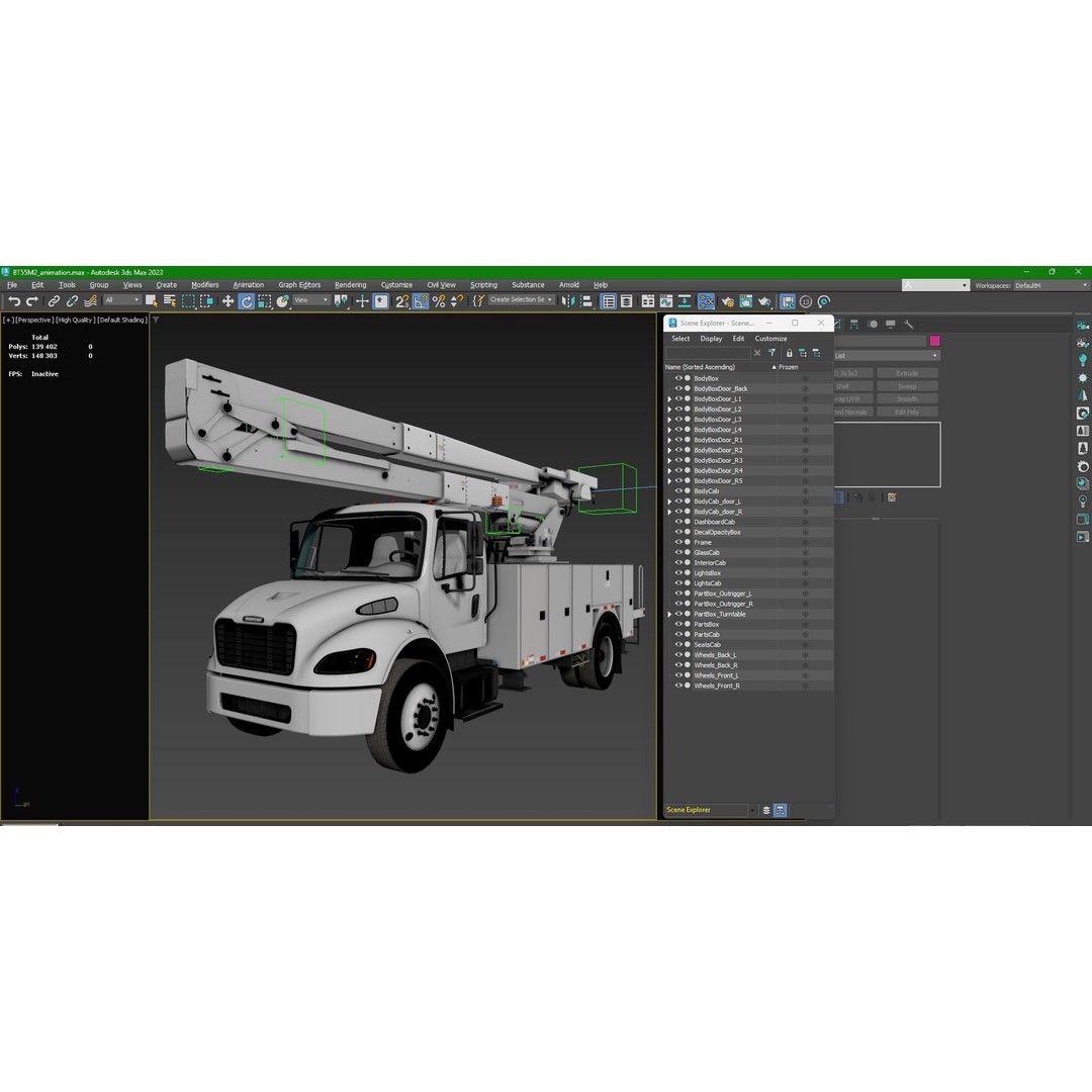 Freightliner M2 106 Bucket Truck 3D Model – Low Poly Game Asset, FBX - View 55