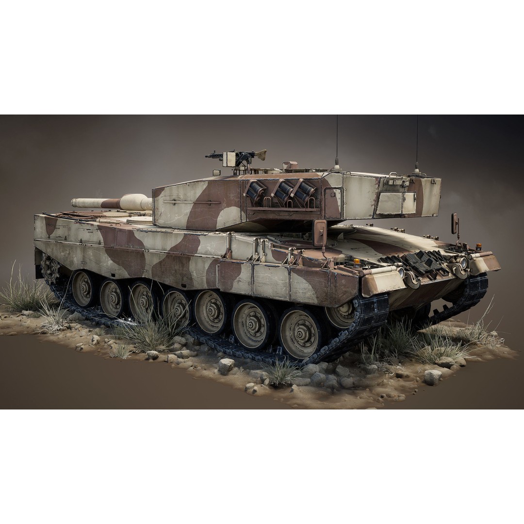 Leopard 2A4 3D Model – Low Poly Game Asset, PBR, FBX - View 14