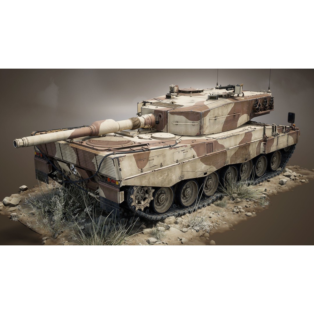 Leopard 2A4 3D Model – Low Poly Game Asset, PBR, FBX - View 15