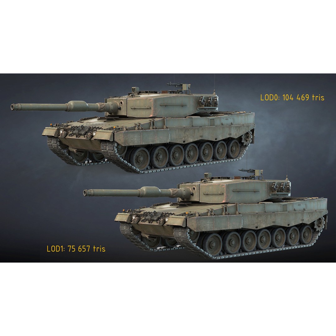 Leopard 2A4 3D Model – Low Poly Game Asset, PBR, FBX - View 25
