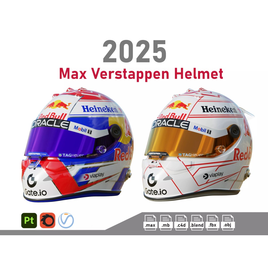 Max Verstappen Helmet 2025 3D Model – High Detail PBR Game Asset, FBX - View 2