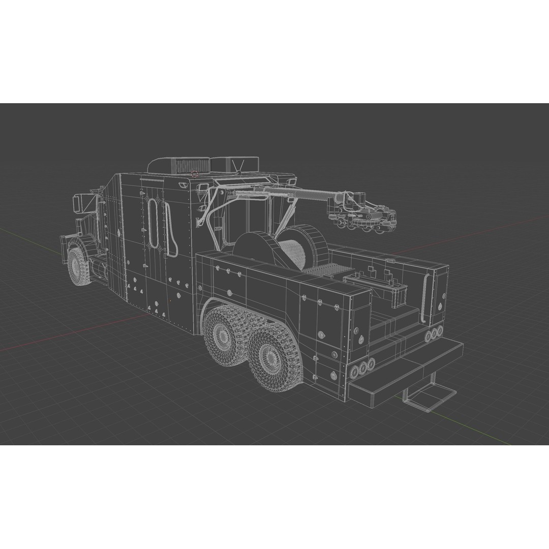 Kenworth T-800 3D Model – Low Poly Electric Wireline Truck, FBX