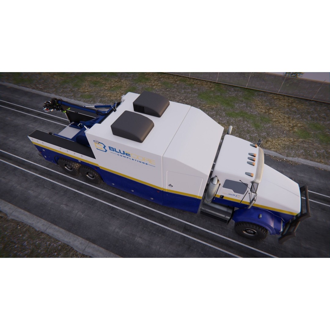 Kenworth T-800 3D Model – Low Poly Electric Wireline Truck, FBX - View 10
