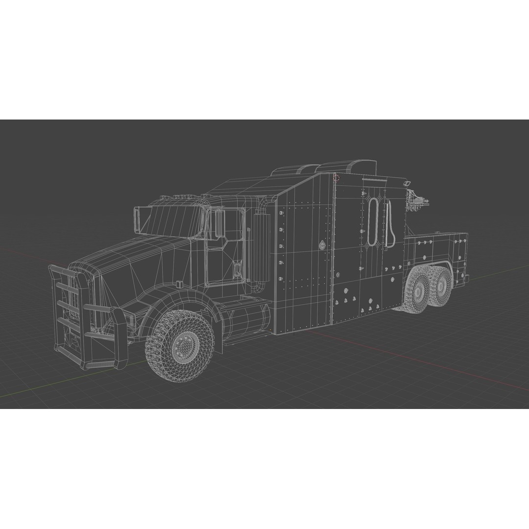 Kenworth T-800 3D Model – Low Poly Electric Wireline Truck, FBX - View 18