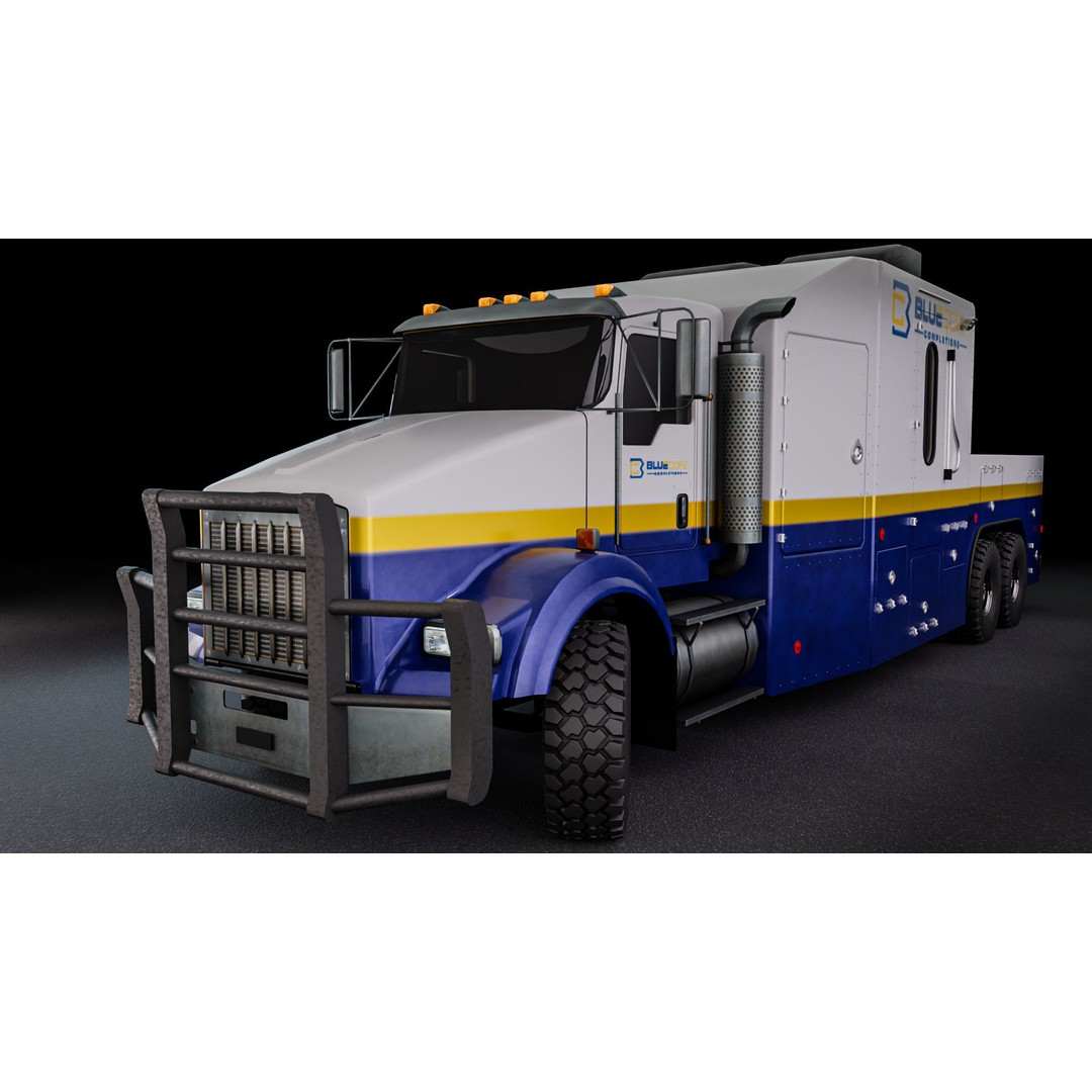 Kenworth T-800 3D Model – Low Poly Electric Wireline Truck, FBX - View 3
