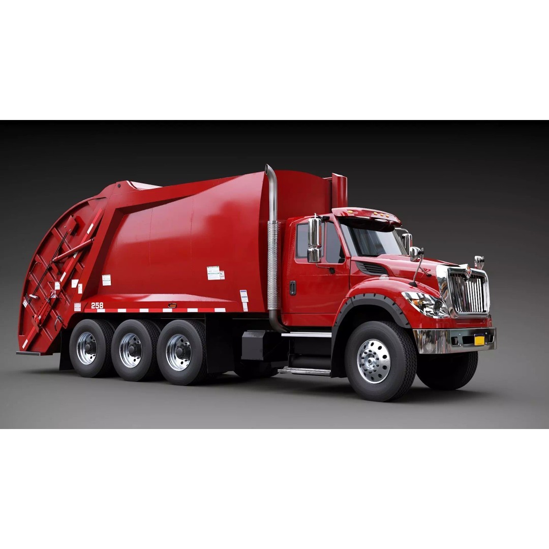 International Workstar Garbage Truck 3D Model – Low Poly Game Asset, FBX - View 10