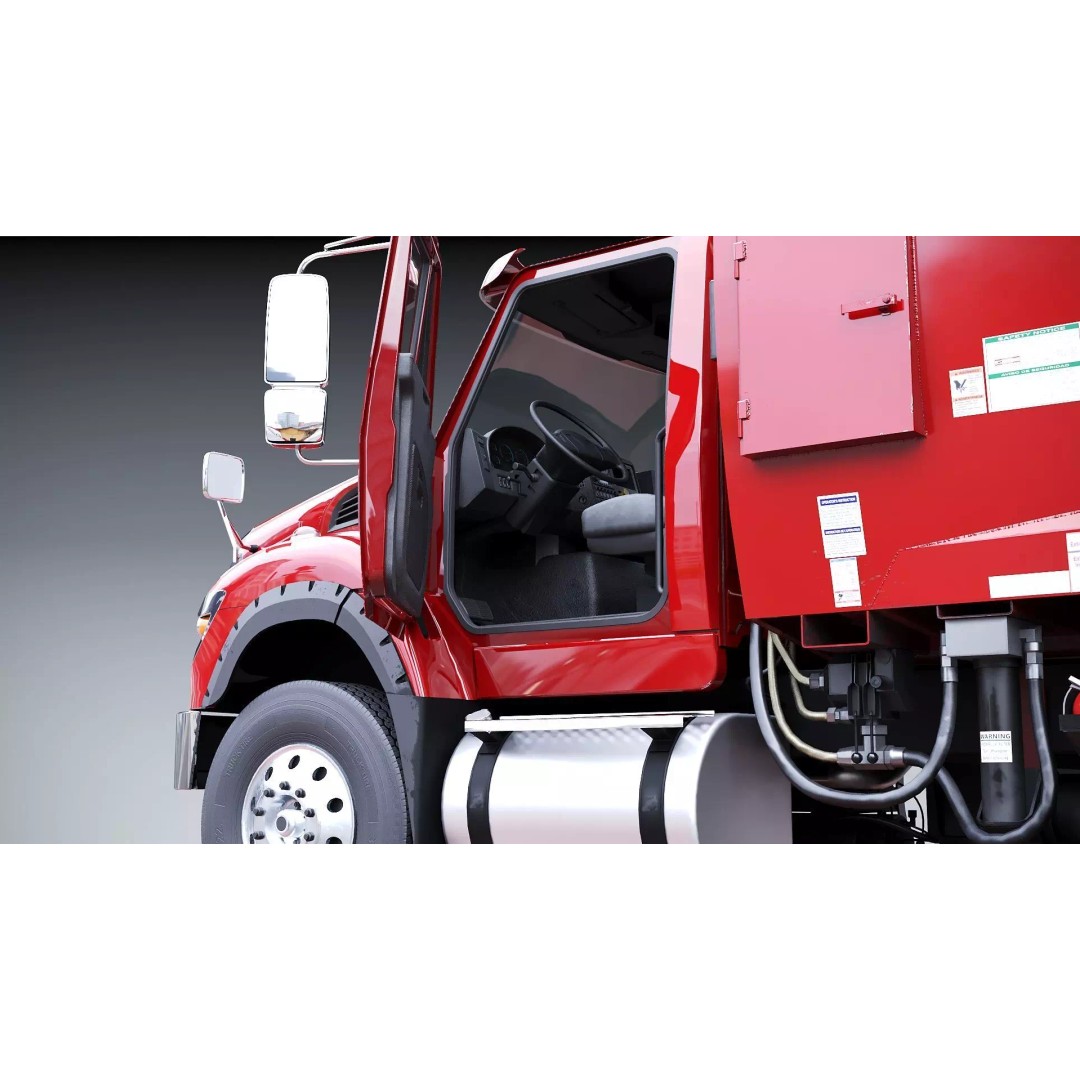 International Workstar Garbage Truck 3D Model – Low Poly Game Asset, FBX - View 12