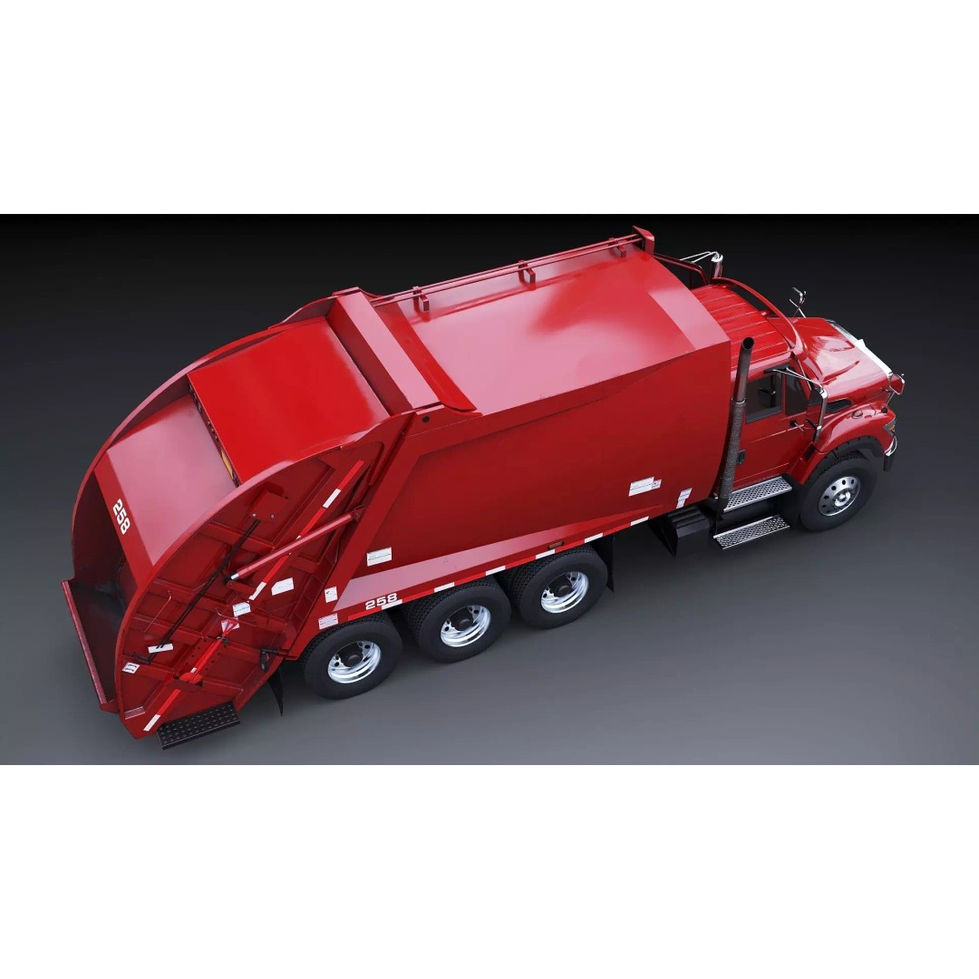 International Workstar Garbage Truck 3D Model – Low Poly Game Asset, FBX - View 18