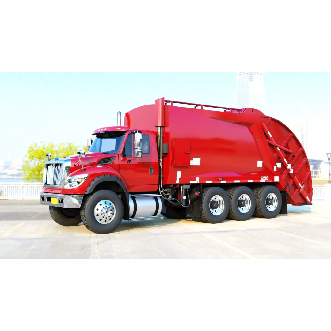 International Workstar Garbage Truck 3D Model – Low Poly Game Asset, FBX - View 23