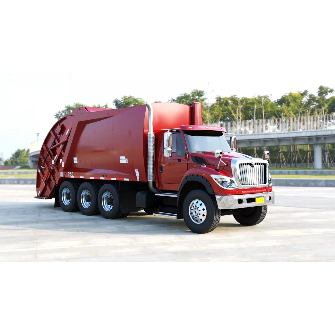 International Workstar Garbage Truck 3D Model – Low Poly Game Asset, FBX - View 24