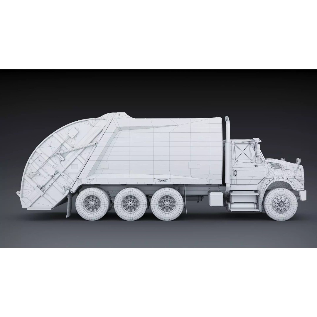 International Workstar Garbage Truck 3D Model – Low Poly Game Asset, FBX - View 28