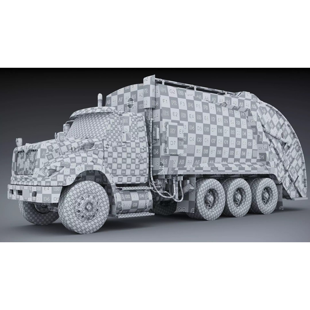 International Workstar Garbage Truck 3D Model – Low Poly Game Asset, FBX - View 32