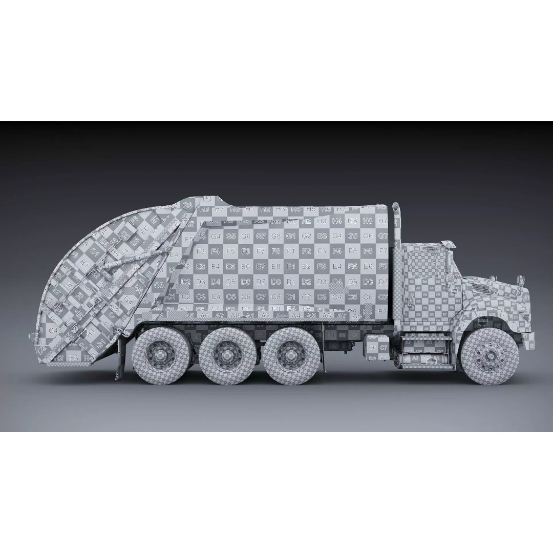 International Workstar Garbage Truck 3D Model – Low Poly Game Asset, FBX - View 33