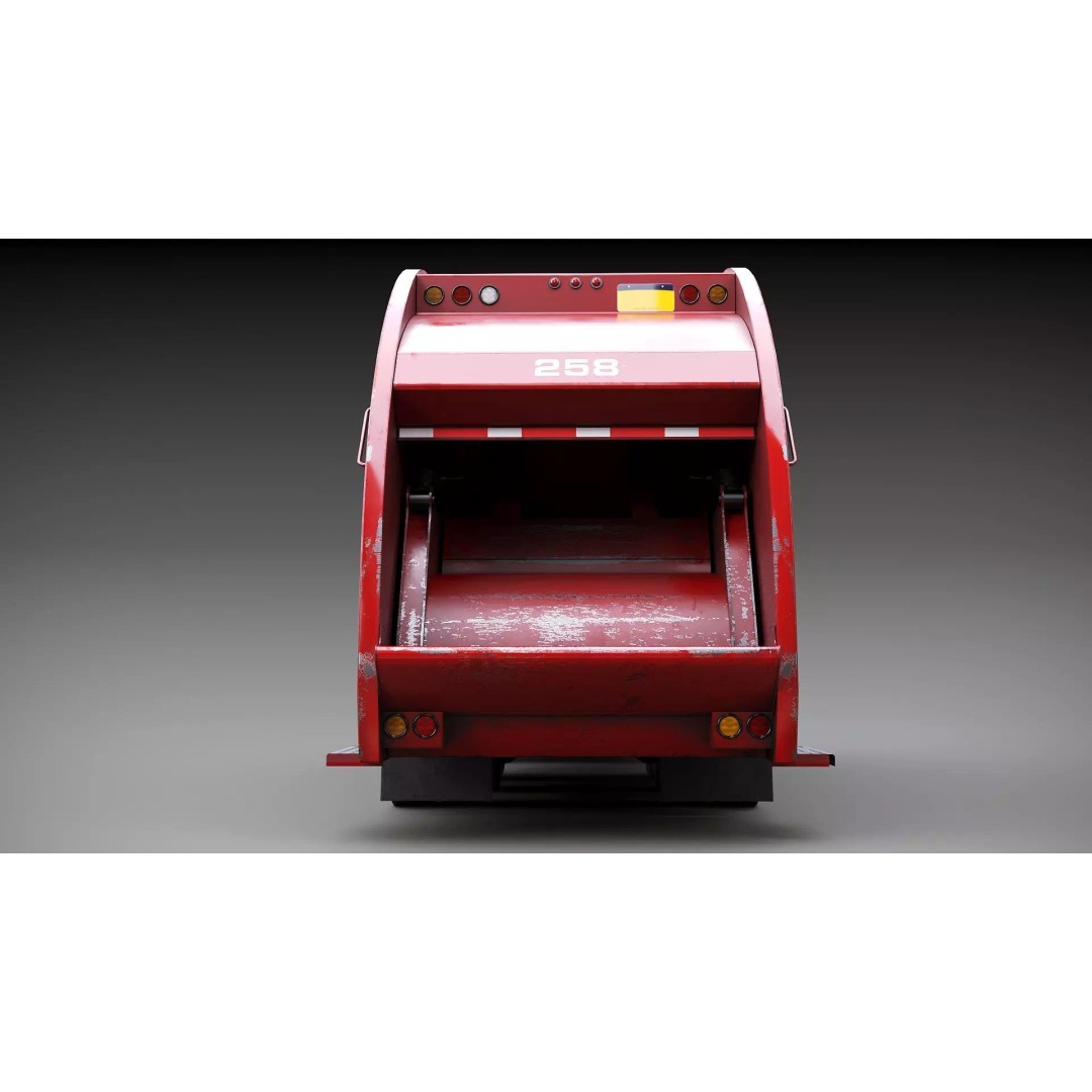 International Workstar Garbage Truck 3D Model – Low Poly Game Asset, FBX - View 7