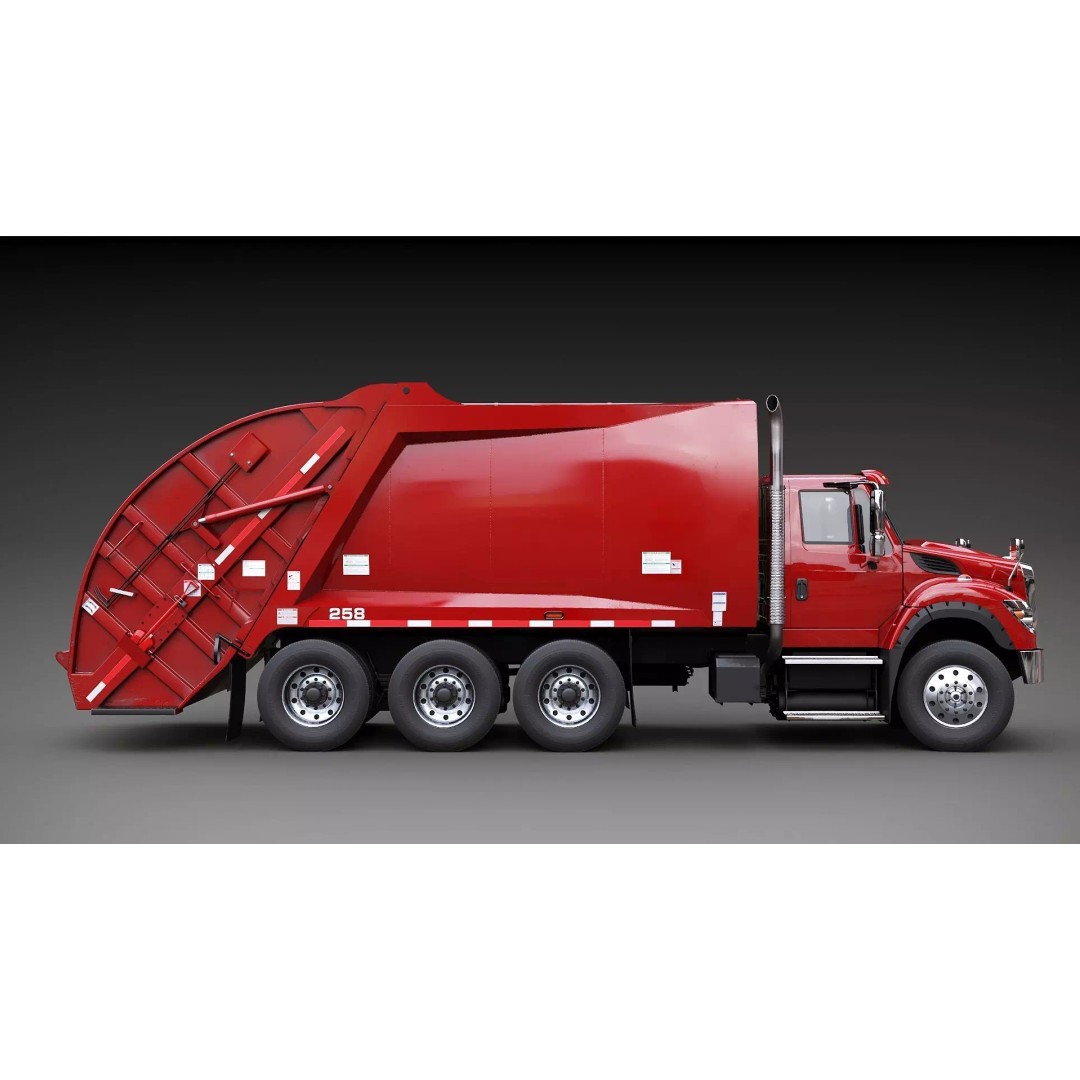 International Workstar Garbage Truck 3D Model – Low Poly Game Asset, FBX - View 9