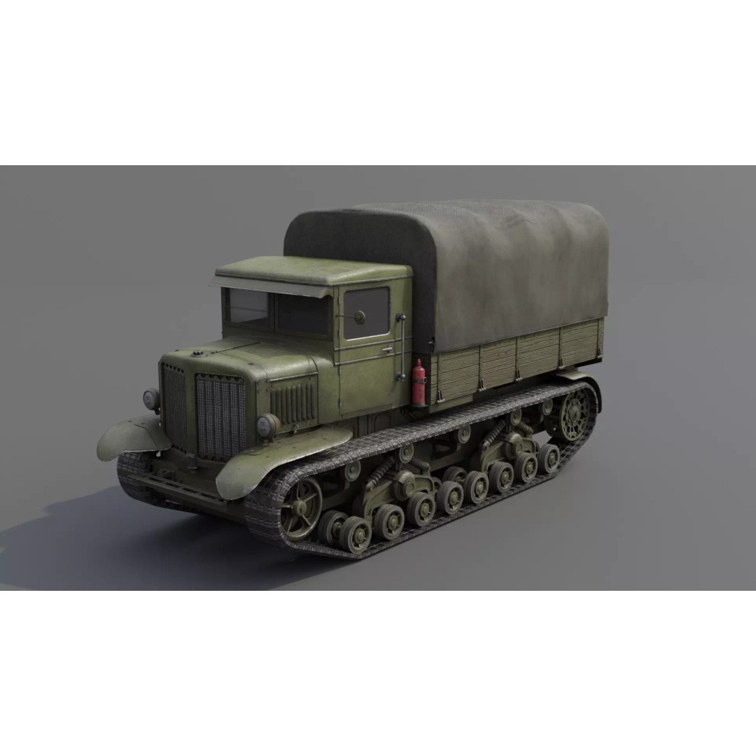 Voroshilovets Artillery Tractor 3D Model – Low Poly Game Asset, FBX