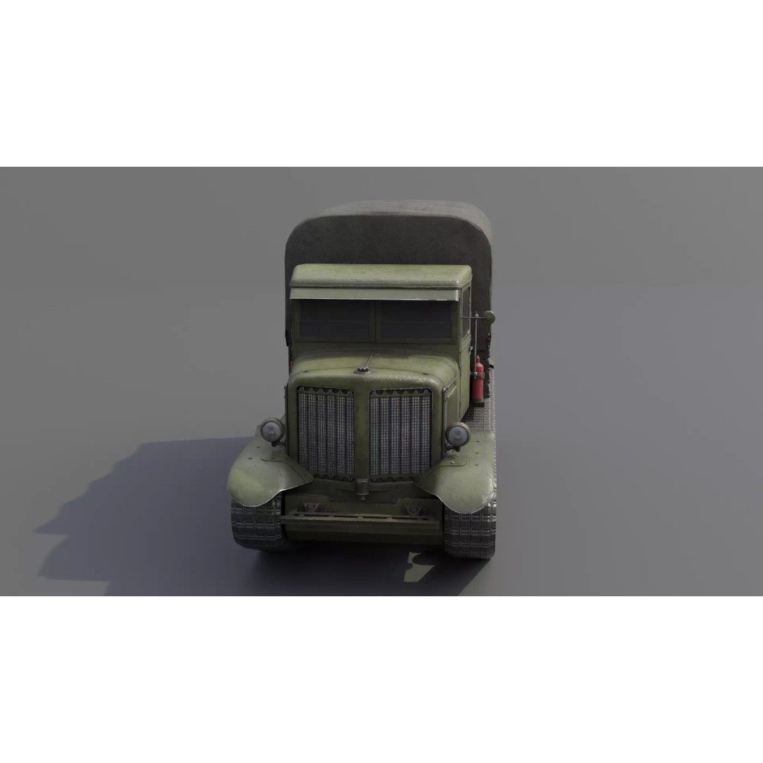 Voroshilovets Artillery Tractor 3D Model – Low Poly Game Asset, FBX - View 17