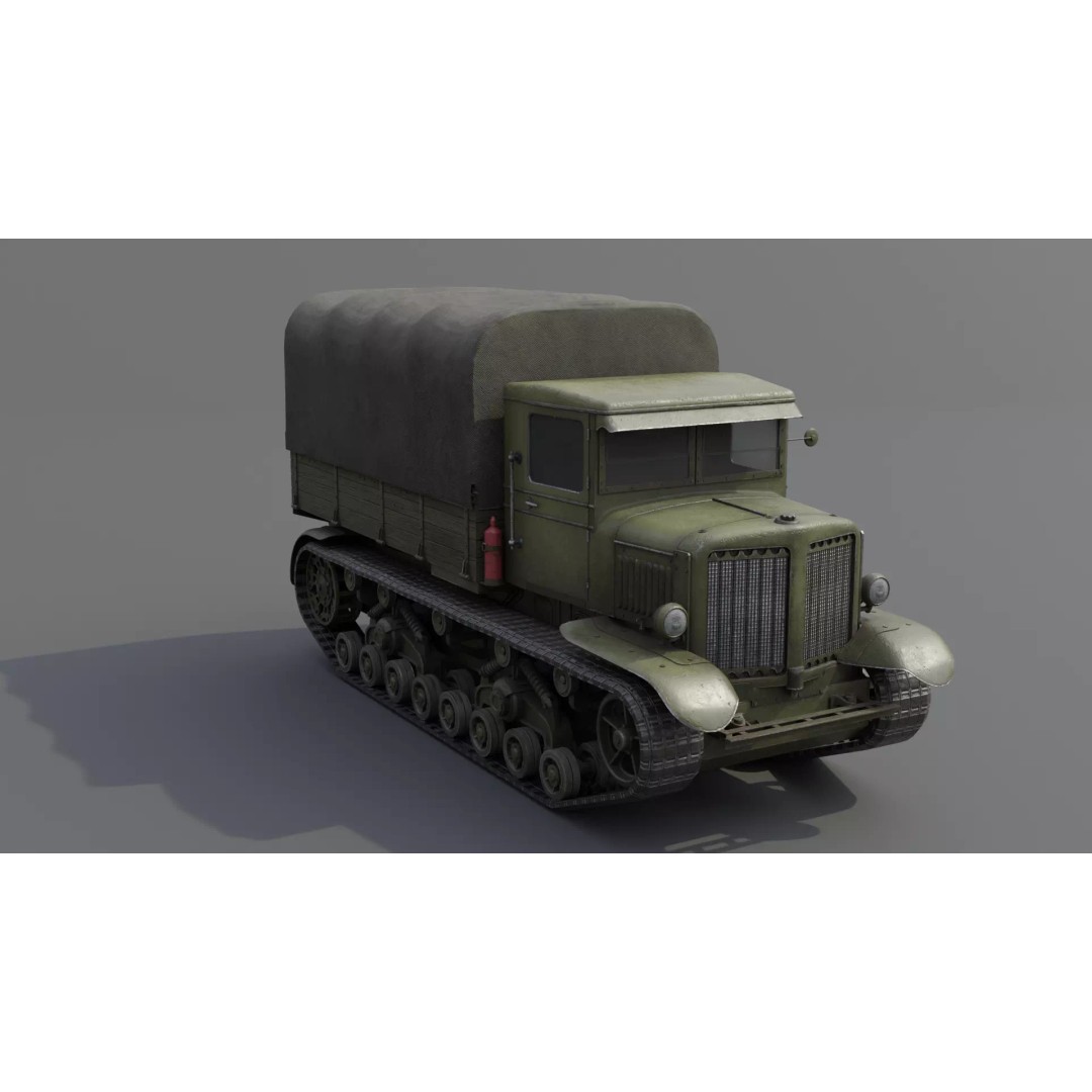 Voroshilovets Artillery Tractor 3D Model – Low Poly Game Asset, FBX - View 18