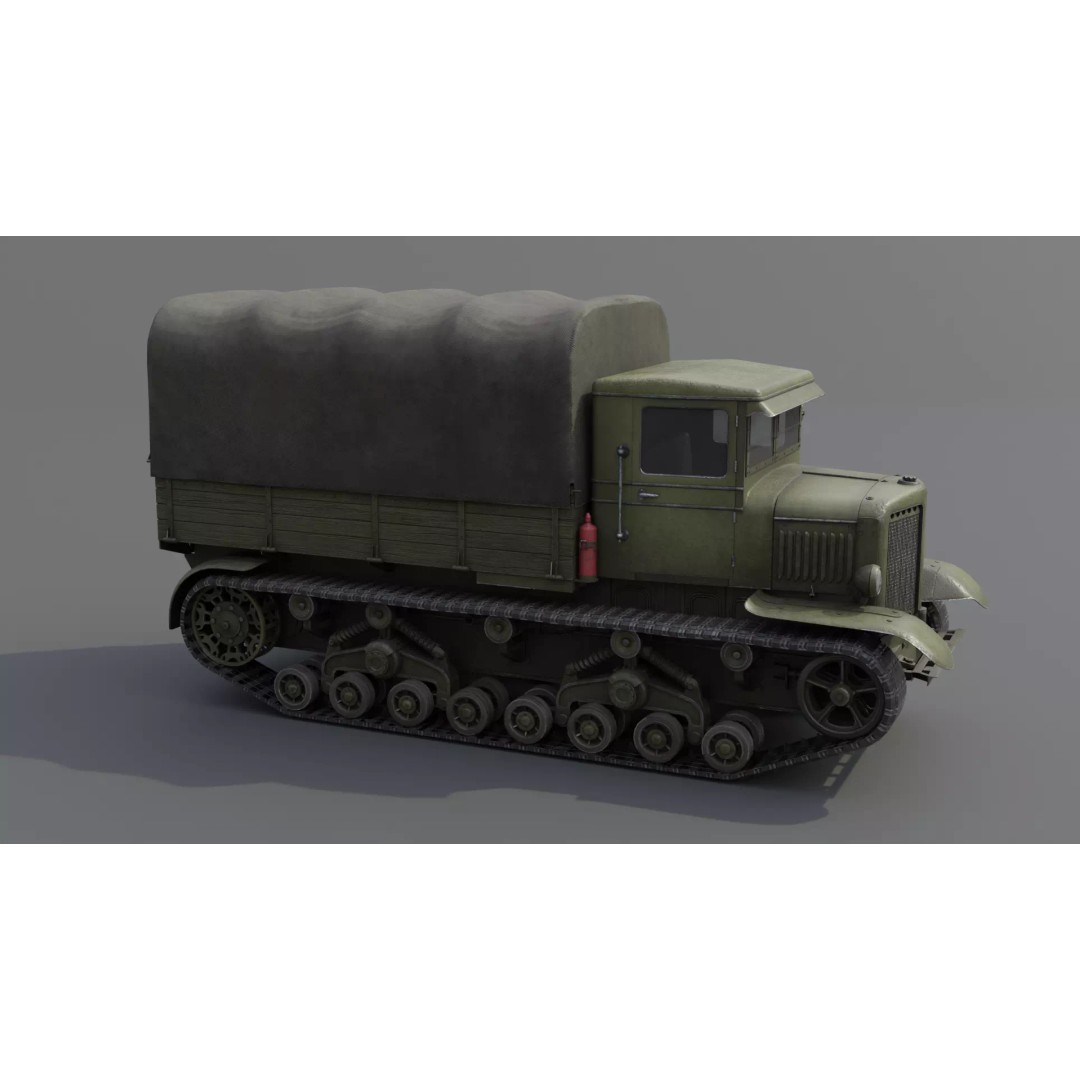 Voroshilovets Artillery Tractor 3D Model – Low Poly Game Asset, FBX - View 19