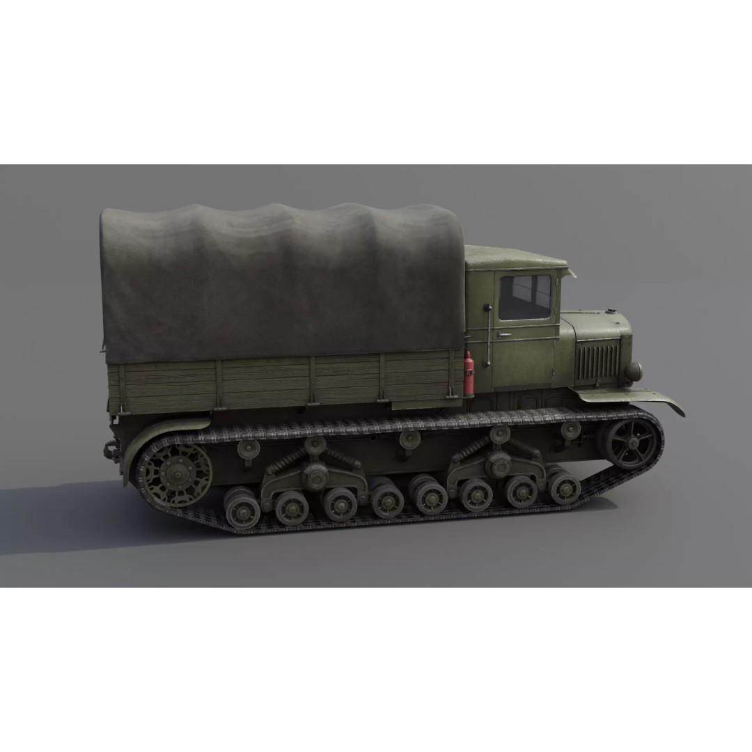 Voroshilovets Artillery Tractor 3D Model – Low Poly Game Asset, FBX - View 20